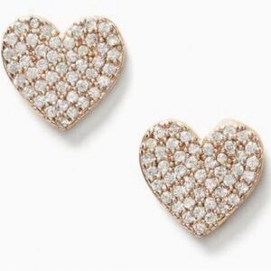 Kate Spade Yours Truly Pave Heart Stud Rose Gold Gold and Earrings. NWOT